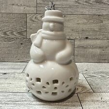 Ceramic White Snowman Ornament Bell 4x2.5” Winter Christmas Holiday picture
