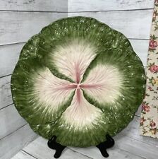Vintage Fitz And Floyd Round Green Cabbage Leaf Serving Platter 15” EUC picture