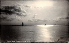 Greetings from Asbury Park New Jersey NJ Sailboats at Sea 1907 UDB Postcard picture
