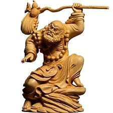 Statue Of Daruma Daishi Wu Luxury Natural Boxwood Wood Carving Bodhidhar #KU0822 picture