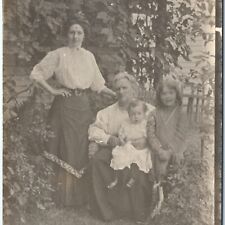 c1910s Outdoor Family RPPC Mother & Grandmother w/ Children Real Photo PC A140 picture