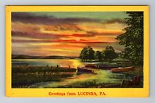 Lucinda PA-Pennsylvania, Scenic Greetings, Sunset, Vintage Postcard picture