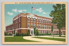 Junior High School West Calhoun Street Sumter SC Linen Postcard No 4457 picture