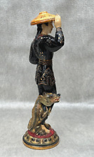 LARGE ASIAN CHINESE PORCELAIN FIGURINE MAN WITH FOO DOG DRAGON 19