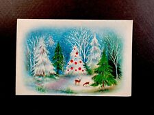 VTG Unused Hallmark Xmas Greeting Card Lovely Deer Couple Grazing In Snow Forest picture