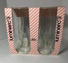 4 LUMINARC BY DURAND 16 OZ. Swirl Clear Glass 5.75” USA picture