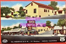 ROUTE 66 ~ NEEDLES, CA ~ SWAIN'S MOTEL ~ MULTI-VIEW ~ linen  postcard ~ 1950s  picture