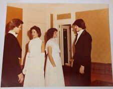 Vintage 1970s Found Photograph Original Photo Wedding Feathered Hair Bride Groom picture