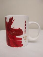 Starbucks 12 oz Red White Gold Abstract Flower Starburst Coffee Mug 2014 picture
