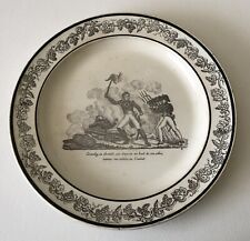 Antique French Creil c1840 P & H Choisy Porcelain Transfer Military Plate #2 picture