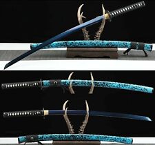 Clay tempered T10 steel blue blade katana samurai sword Full Tang picture