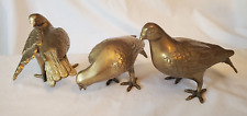 Vintage Antique Cast Bronze Brass Pigeons Doves Set of 3 - RARE picture