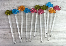 Lot Of 11 Plastic Bright Fish on Top Swizzle Stir Cocktail Sticks picture