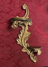 Vintage Carved Wood Wall Shelf Forentine Gilt Two Tiered Bracket 16” picture