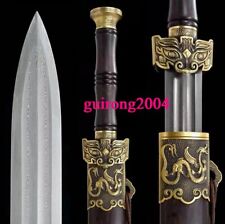 Chinese Kung Fu Sword Sharp Folded Damascus Steel Blade Jian Ebony Handle Sheath picture
