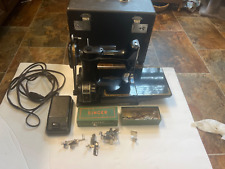 VINTAGE 1950's SINGER FEATHERWEIGHT CAT. 3-120 SEWING MACHINE CASE & ACCESSORIES picture