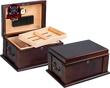 Caesar Traditional Classic Antique Cigar Humidor - Holds up to 50 Capacity - Col picture