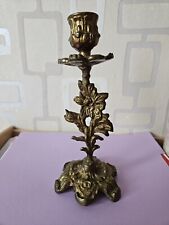 RRR RARE Antique Vintage Ornate Floral Brass Candlestick picture