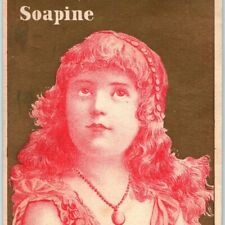 c1880s Soaping Large Girl Victorian Trade Card Red Gold Gilt Background 5.2