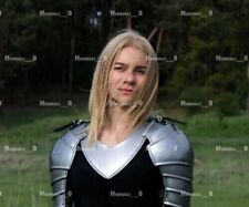 18G Steel Medieval Larp Pair of Pauldrons&Gorget Female Pauldrons Fantasy Armor picture