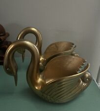 NWT 2 Genuine Brass Swan Planters  Figurines Decor Made In India picture