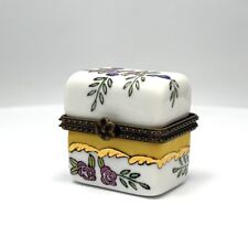 Vintage Hand Painted Porcelain Hinged Top Trinket Box with Perfume Bottles picture