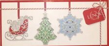 LENOX - Merry & Bright Collection Set of 3 Ornaments - Sleigh, Tree, Snowflake picture