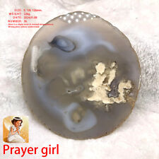 226g natural fun pictographic pattern girl gray agate slice slab crystal quartz picture