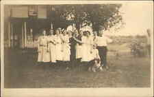 Family on Lawn Front of House Waterbury Connecticut Studio Real Photo Postcard picture