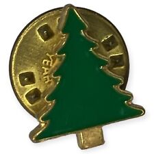 Christmas Tree Evergreen Holiday Gold Tone Green Enamel Vintage Lapel Pin B8D picture