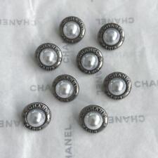 Vintage Chanel Button 8Pcs Small Silver Pearl CC Logo Round 1.5cm 0.59