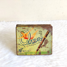 1950s Vintage Olympic Fountain Pen Advertising Tin Box Decorative Old Rare TI125 picture