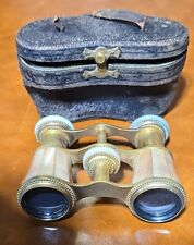 Antique Marchand Paris Brass and Mother of Pearl French Opera Glasses Binoculars picture