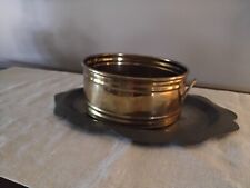 Vintage Round Shaped Brass Planter With Handles Made In India picture