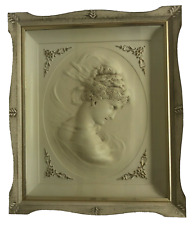 Cameo Shadow Box Turner Wall Accessory MCM White Gold Woman 20x17x2.5in Vintage picture