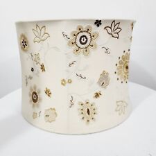 Vintage 1970s Retro Ivory Floral Embroidered Tapered Drum Lampshade picture