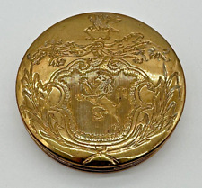 Nice Vintage French WM Mottahedeh  Round Brass Lion Passant Snuff Box picture