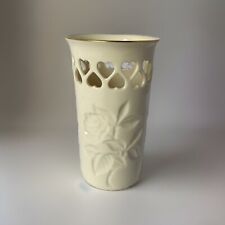 LENOX China Heart Vase Hand Decorated With 24k Gold Trim Cream Heart-Pierced 6” picture