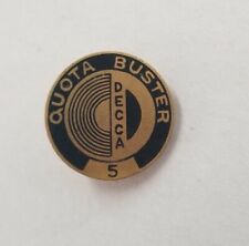 Rare HTF Vintage Decca Records Quota Buster Pin Screw Back Year 5 picture