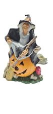 Vtg 1972 Bryons Mold Ceramic Witch On Pumpkin Light Tested Halloween picture