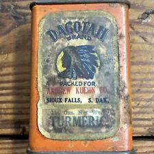 EARLY PAPER LABEL ANDREW KUEHN SIOUX FALLS S DAKATO DAGOTAH SPICE TIN INDIAN picture