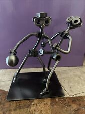 Nuts And Bolts Metal Sculptures Two Players Play Basketball Game Collection Rare picture