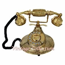 Telephone French Victorian Vintage Look Brass Rotary Phone Old Fashioned Decor picture