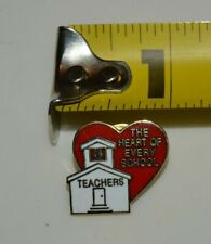 Nice Vintage Minty TEACHERS The Heart of Every School Metal Enamel Lapel Pin   picture