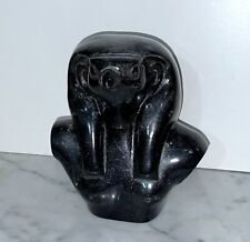 BEAUTIFUL VINTAGE EGYPTIAN BLACK STONE SCULPTURE DEPICTING BUST OF GOD HORUS picture