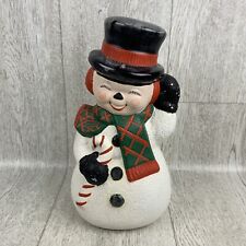 Vintage 1970s Christmas Ceramic Mold Frosty Snowman Figurine Dimpled Snow 12 “ picture