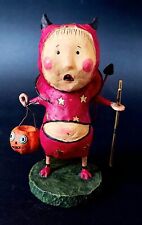 Lori Mitchell Lil Devil Halloween Trick or Treater w Pumpkin Folk Art Figurine picture