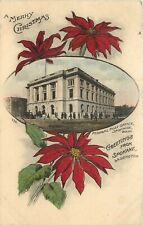 Hand-Colored Postcard; Spokane WA Christmas Greetings Post Office Wesley Andrews picture