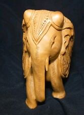 vintage hand carved wooden elephant statue picture