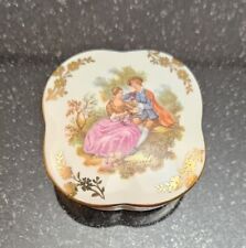 Vintage Porcelain Limoges Made in France Square Porcelain Jewelry Trinket Box picture